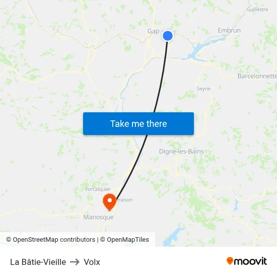 La Bâtie-Vieille to Volx map