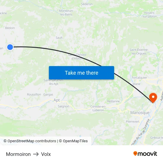 Mormoiron to Volx map