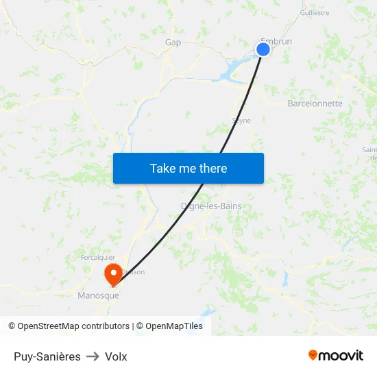 Puy-Sanières to Volx map