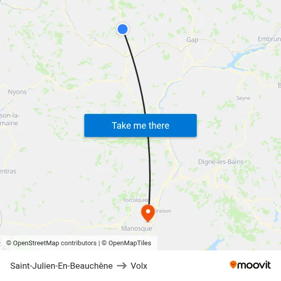 Saint-Julien-En-Beauchêne to Volx map