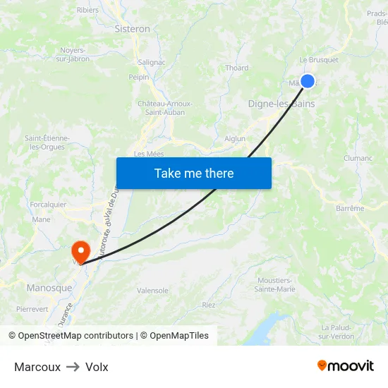 Marcoux to Volx map