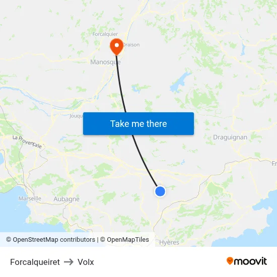 Forcalqueiret to Volx map