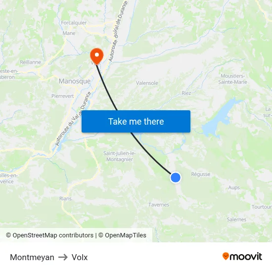 Montmeyan to Volx map