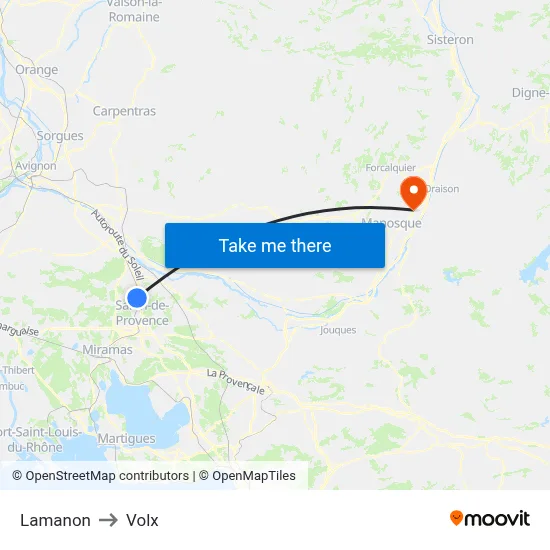 Lamanon to Volx map