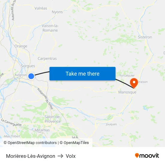 Morières-Lès-Avignon to Volx map