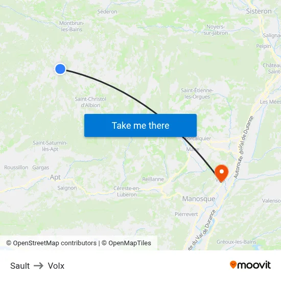 Sault to Volx map