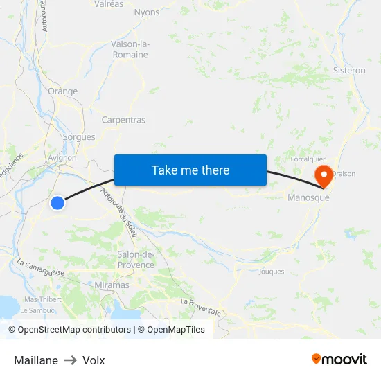 Maillane to Volx map