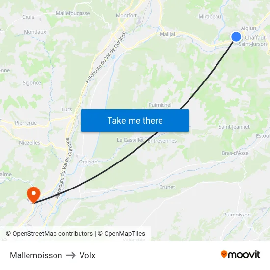 Mallemoisson to Volx map
