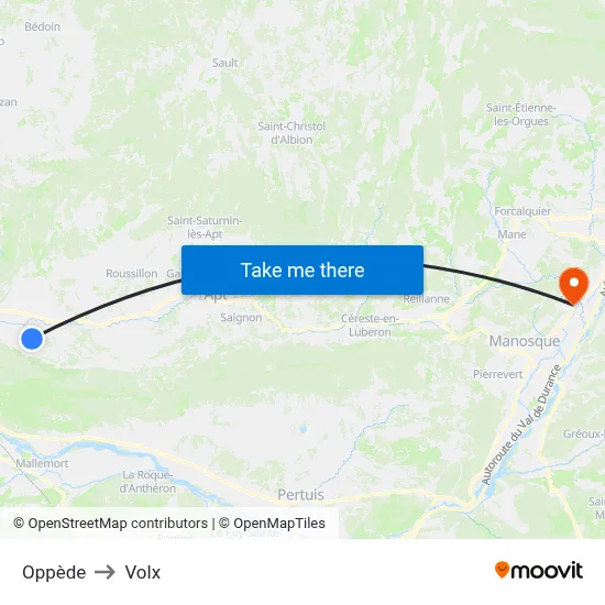 Oppède to Volx map