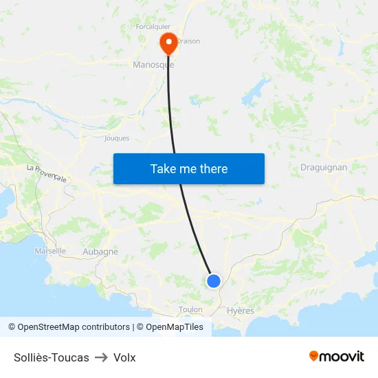Solliès-Toucas to Volx map