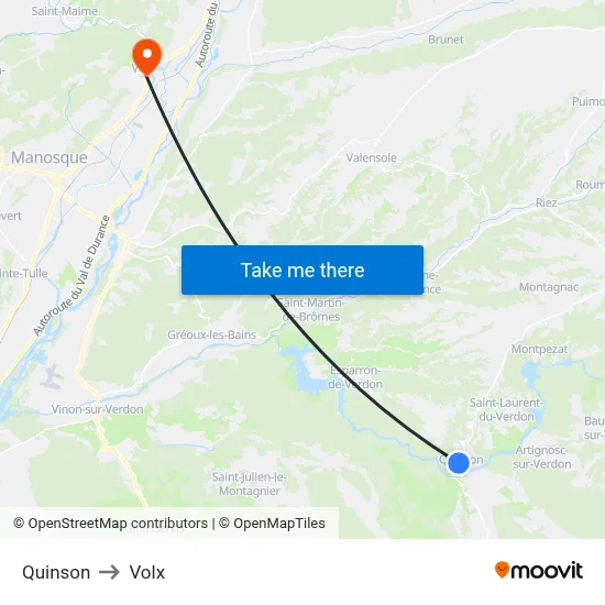 Quinson to Volx map