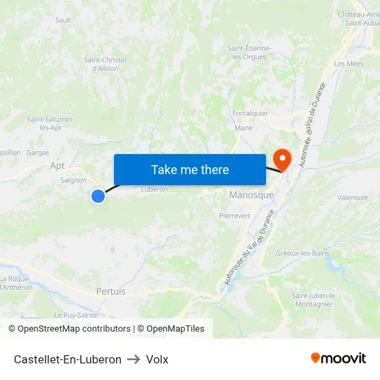 Castellet-En-Luberon to Volx map