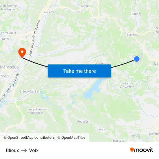Blieux to Volx map