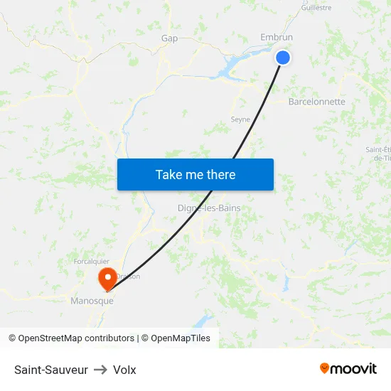 Saint-Sauveur to Volx map