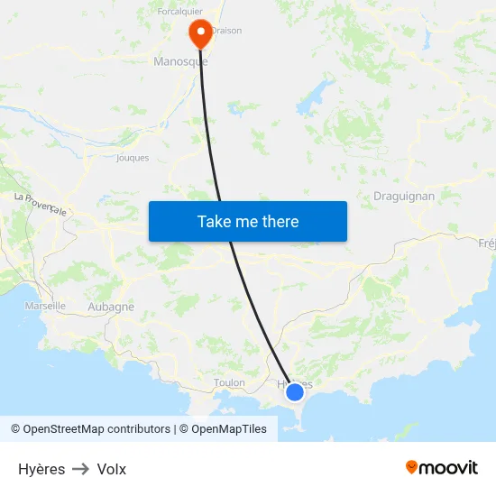 Hyères to Volx map