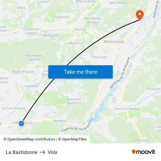 La Bastidonne to Volx map
