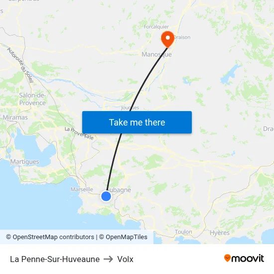 La Penne-Sur-Huveaune to Volx map