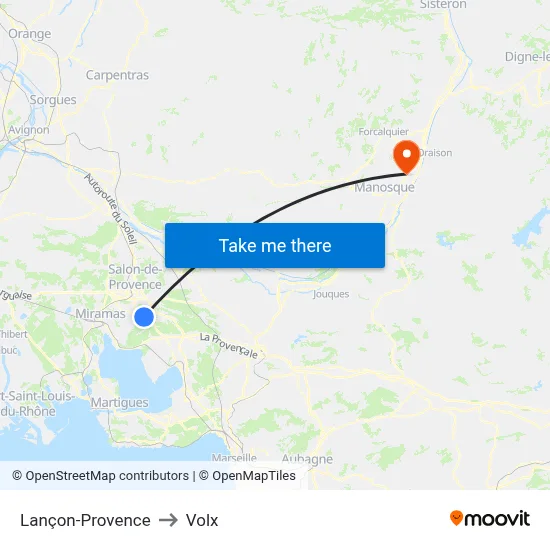 Lançon-Provence to Volx map