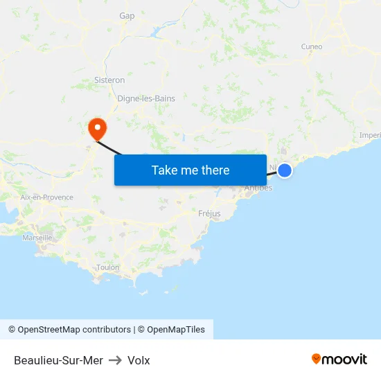 Beaulieu-Sur-Mer to Volx map