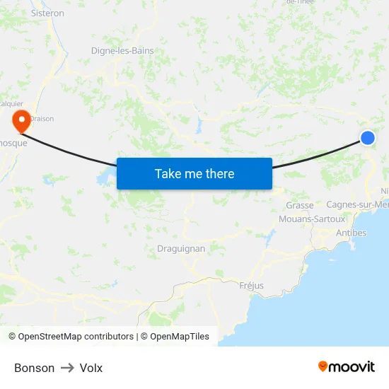 Bonson to Volx map