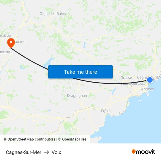 Cagnes-Sur-Mer to Volx map