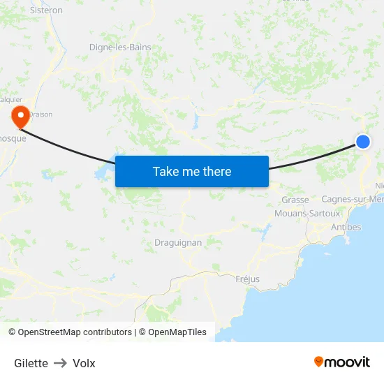 Gilette to Volx map
