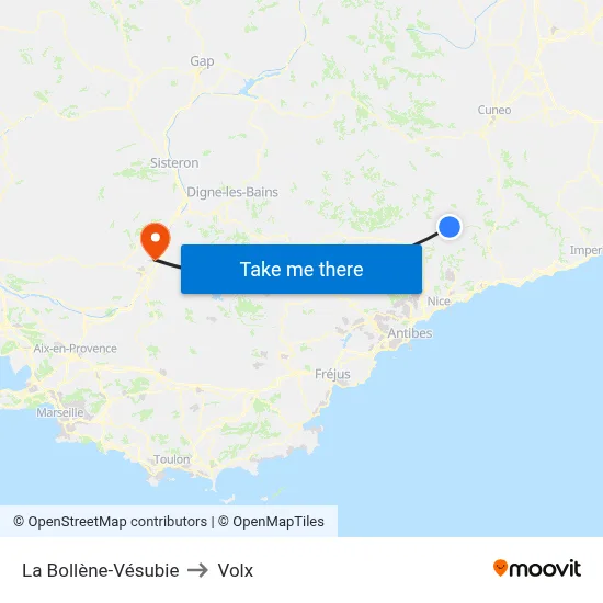 La Bollène-Vésubie to Volx map
