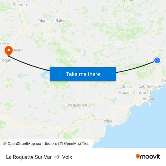 La Roquette-Sur-Var to Volx map
