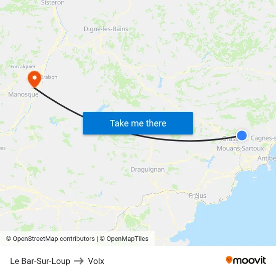 Le Bar-Sur-Loup to Volx map