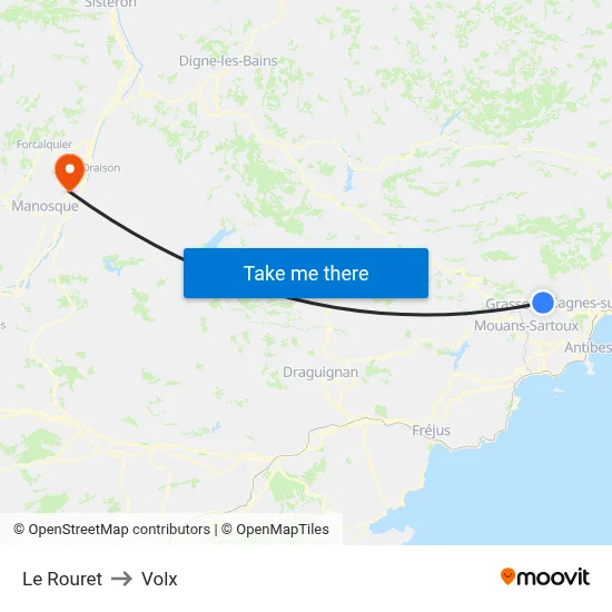 Le Rouret to Volx map