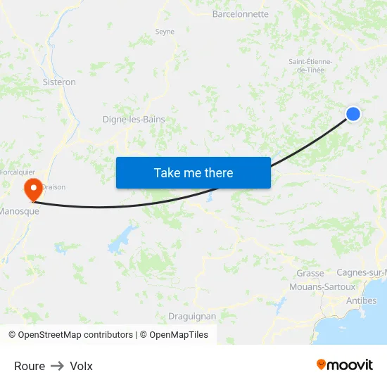 Roure to Volx map