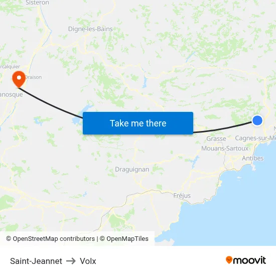 Saint-Jeannet to Volx map