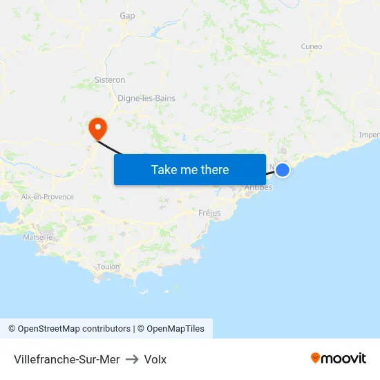 Villefranche-Sur-Mer to Volx map