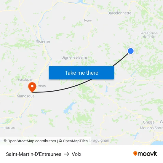 Saint-Martin-D'Entraunes to Volx map