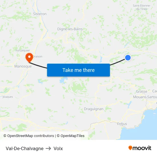 Val-De-Chalvagne to Volx map