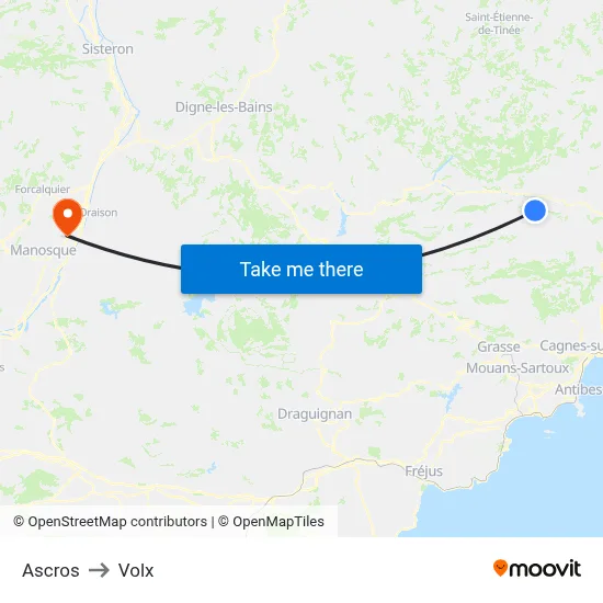 Ascros to Volx map