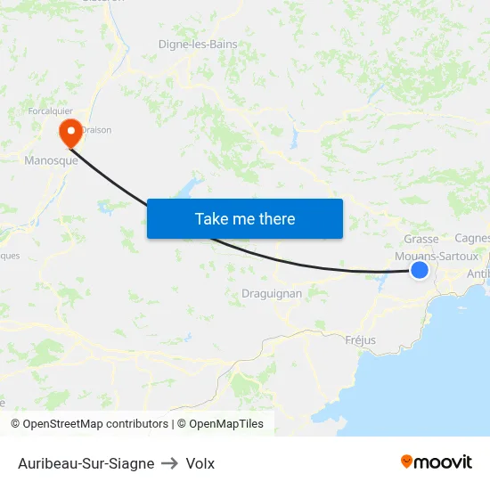 Auribeau-Sur-Siagne to Volx map