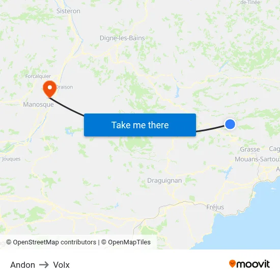 Andon to Volx map