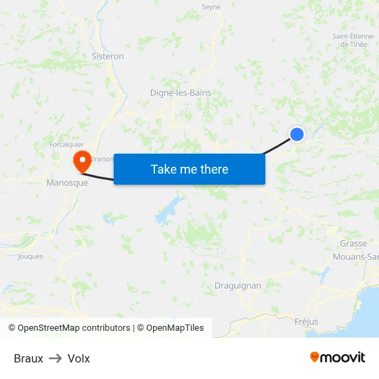 Braux to Volx map