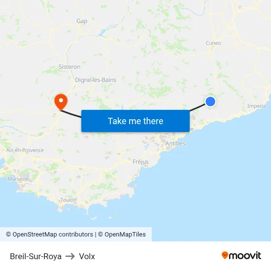 Breil-Sur-Roya to Volx map