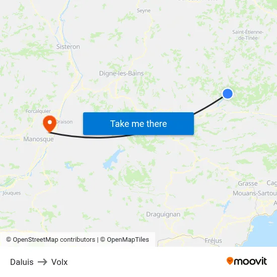 Daluis to Volx map