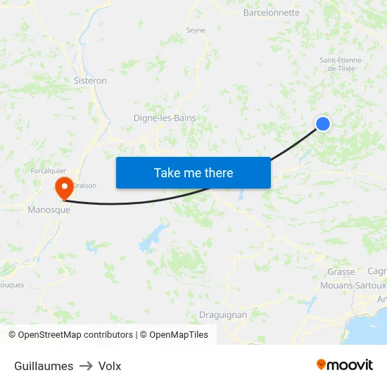 Guillaumes to Volx map