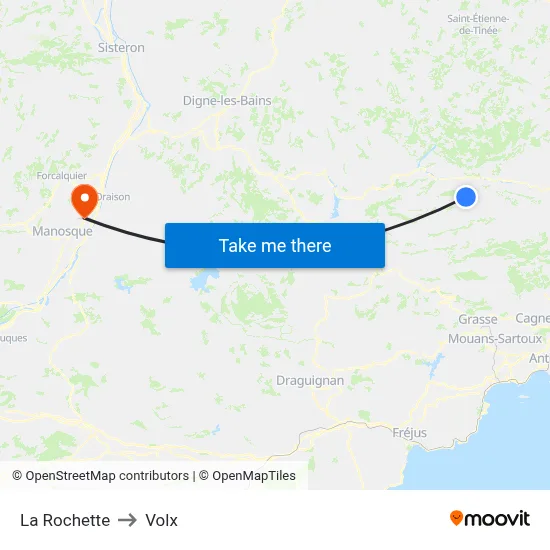 La Rochette to Volx map