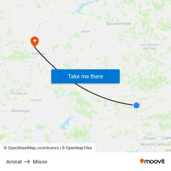 Amirat to Mison map