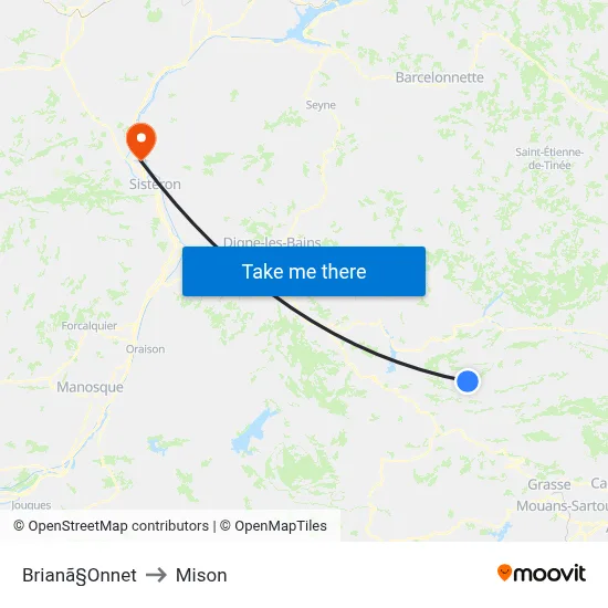 Brianã§Onnet to Mison map
