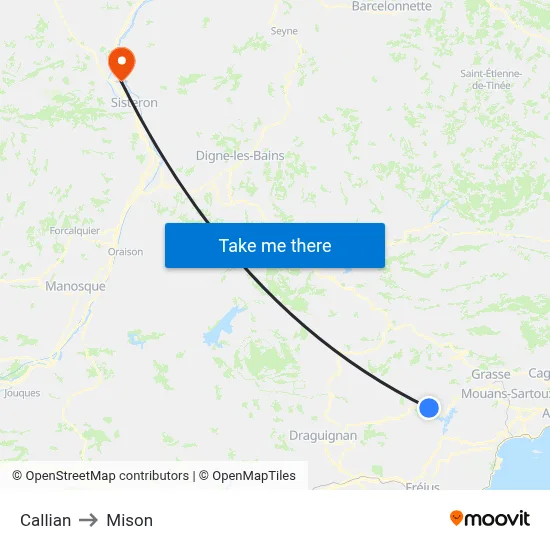 Callian to Mison map