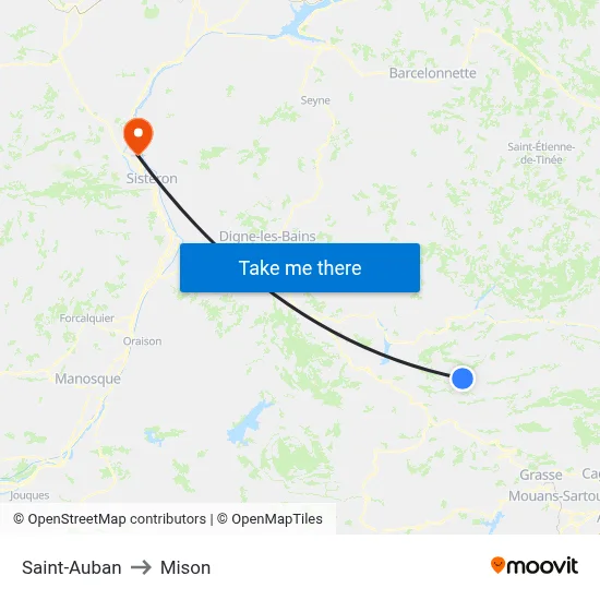 Saint-Auban to Mison map