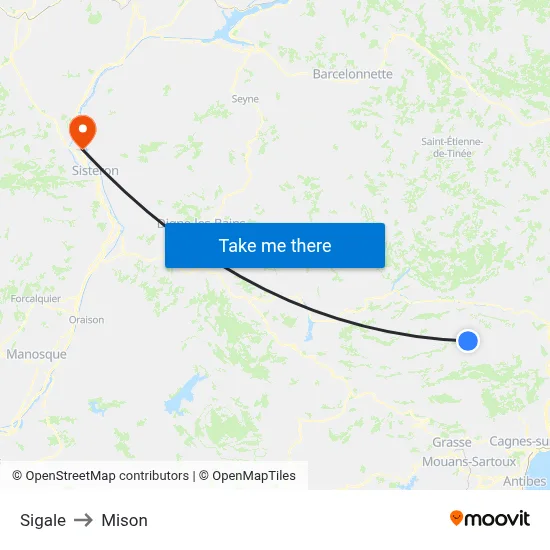 Sigale to Mison map