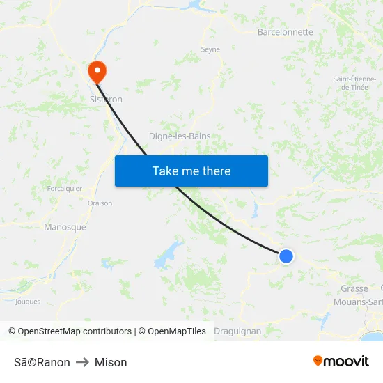Sã©Ranon to Mison map