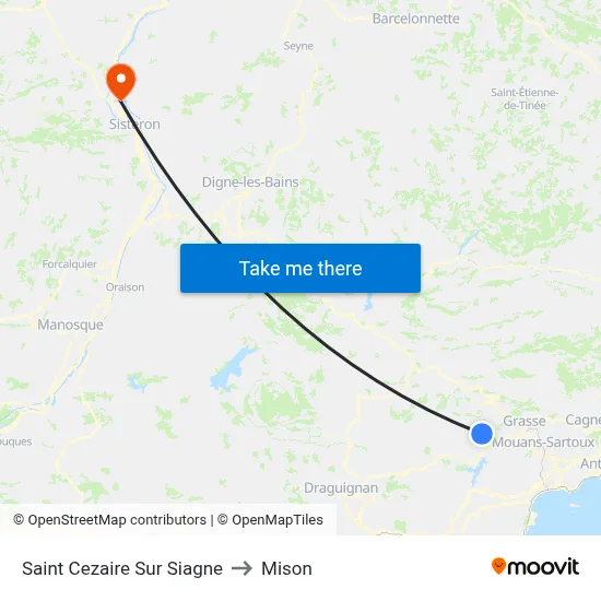 Saint Cezaire Sur Siagne to Mison map